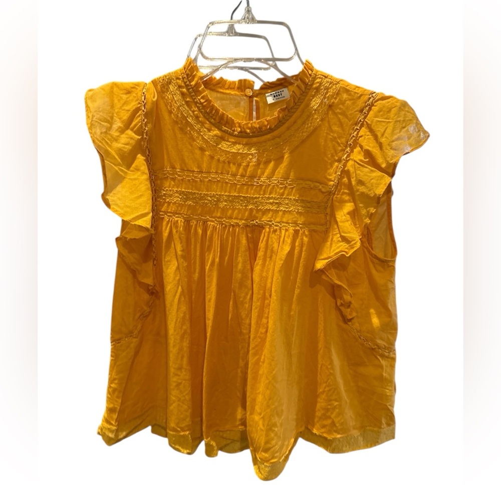 Sunday Best Yellow Ruffle Sleeve Short Sleeve Top